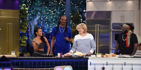Snoop Dog, Martha Steward i T-Pain na przyjęciu Marthy & Snoop's Potluck