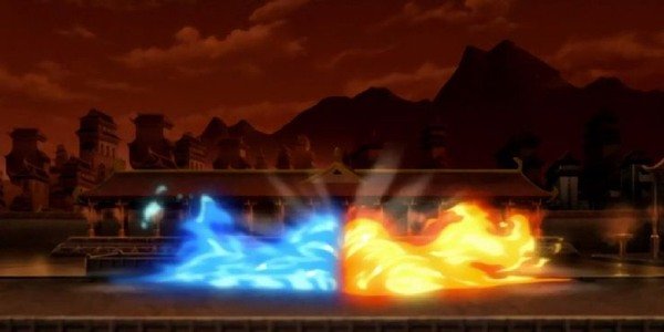 Zuko i Azula pojedynkują się w Agni Kai w Avatar: The Last Airbender.