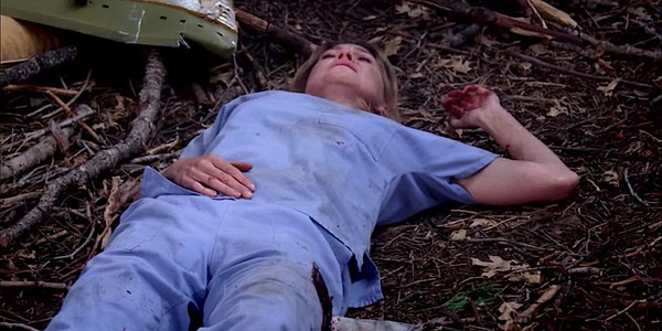 Anatomia Greya Meredith leży pośród wraku po katastrofie lotniczej.