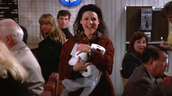 Elaine i papier toaletowy z odcinka Seinfeld "The Strall”