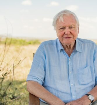 Sir David Attenborough pictured in the Maasai Mara Kenya.