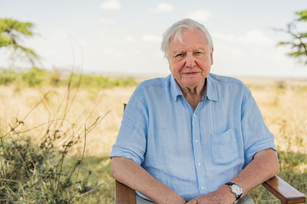 Sir David Attenborough pictured in the Maasai Mara Kenya.