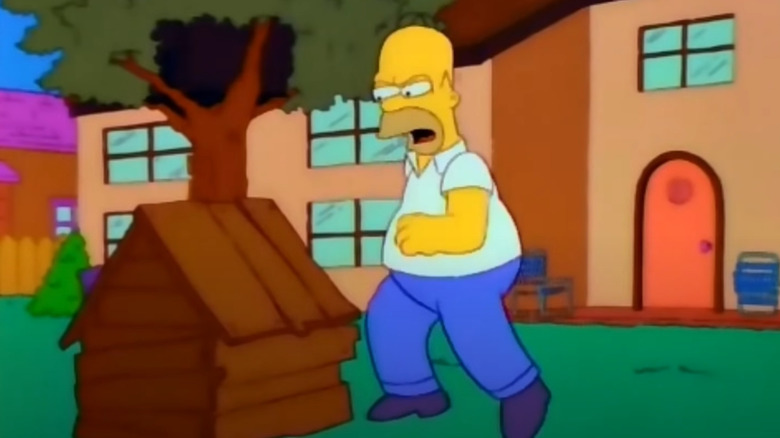 Homer zły na podwórku