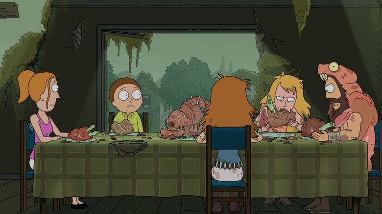 Summer i Morty jedzą obiad